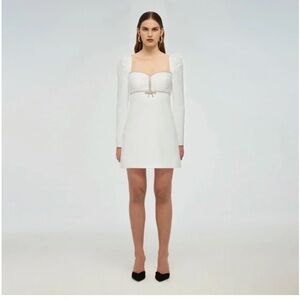 Self-Portrait BNWT White Crepe Mini Dress Size 6